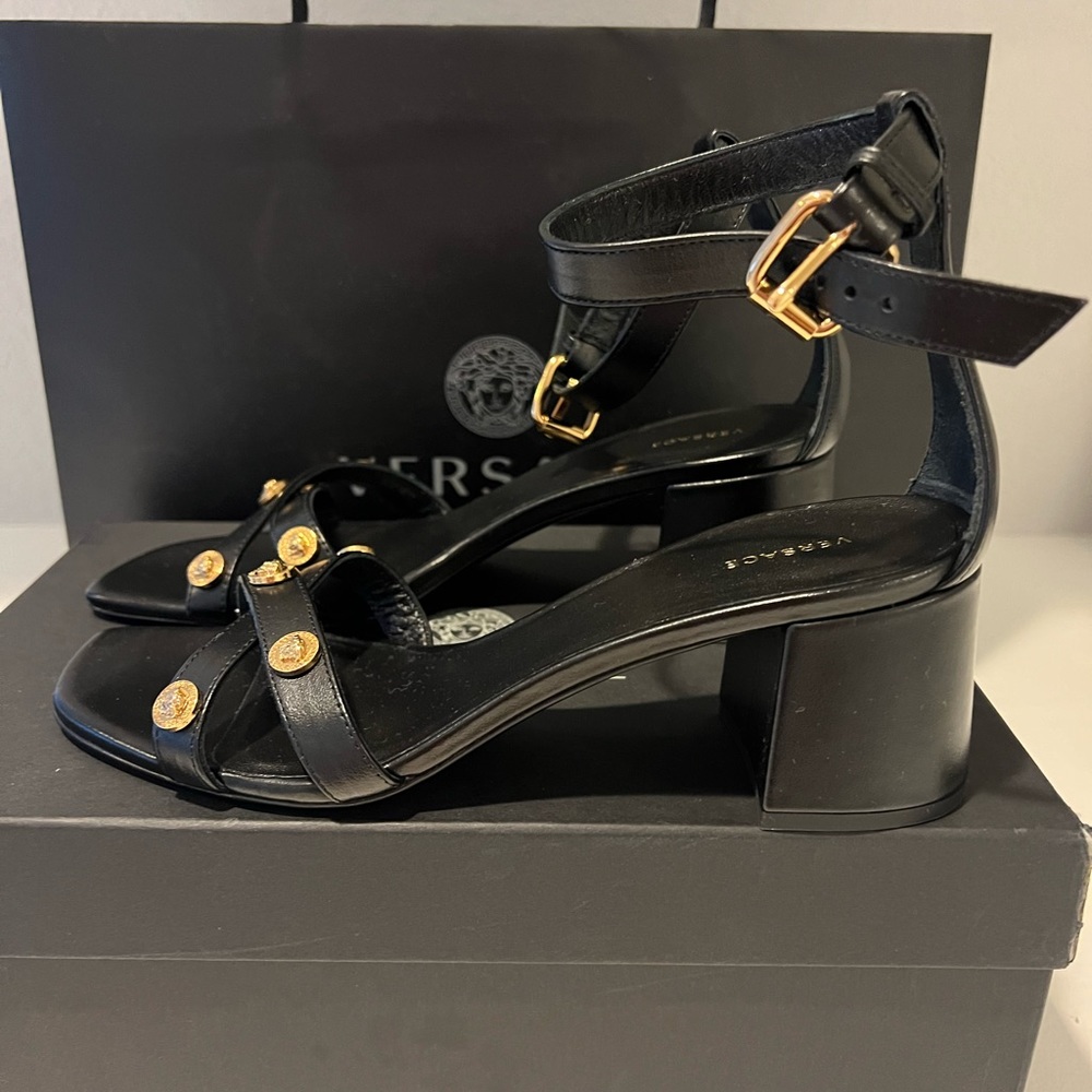 Black Studded Versace Heeled Sandals